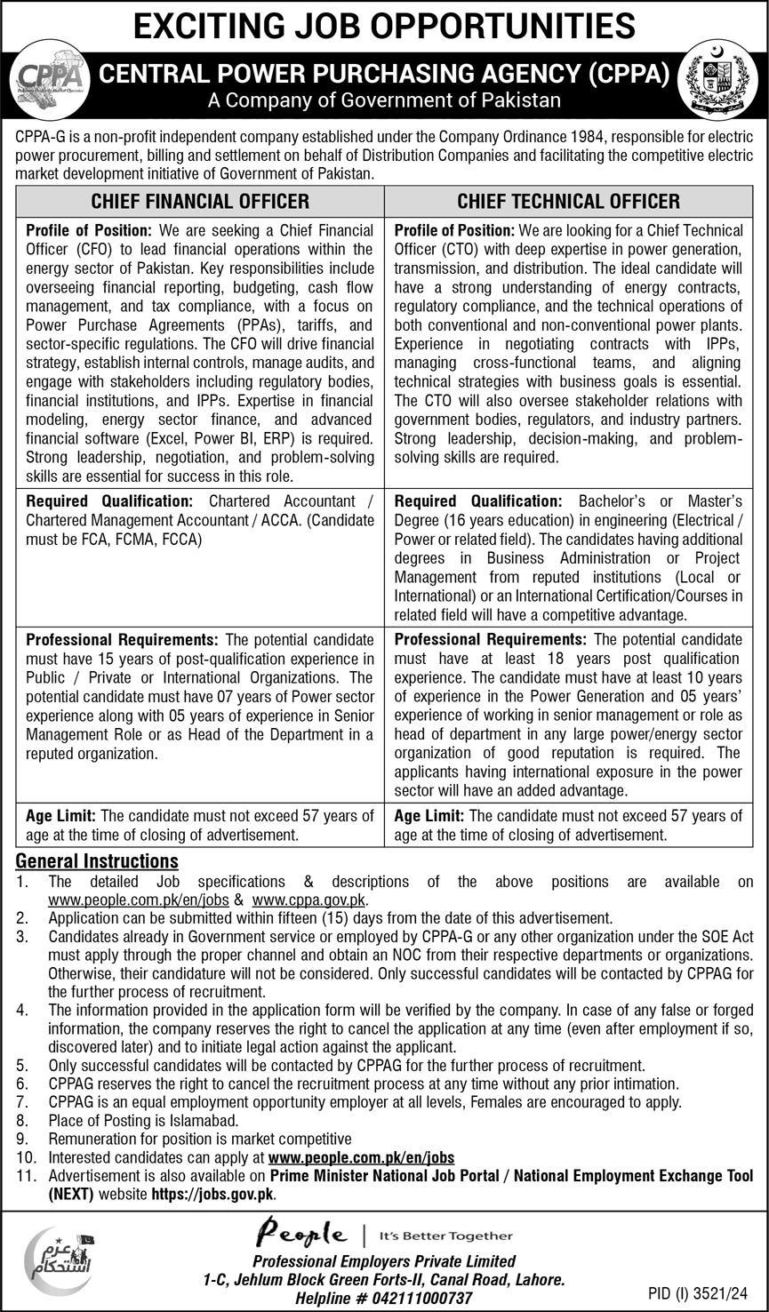 Central Power Purchasing Agency CPPA Jobs 2024 Advertisement