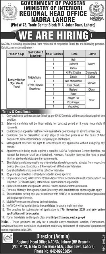  Latest NADRA Vacancies 2024 Advertisement 