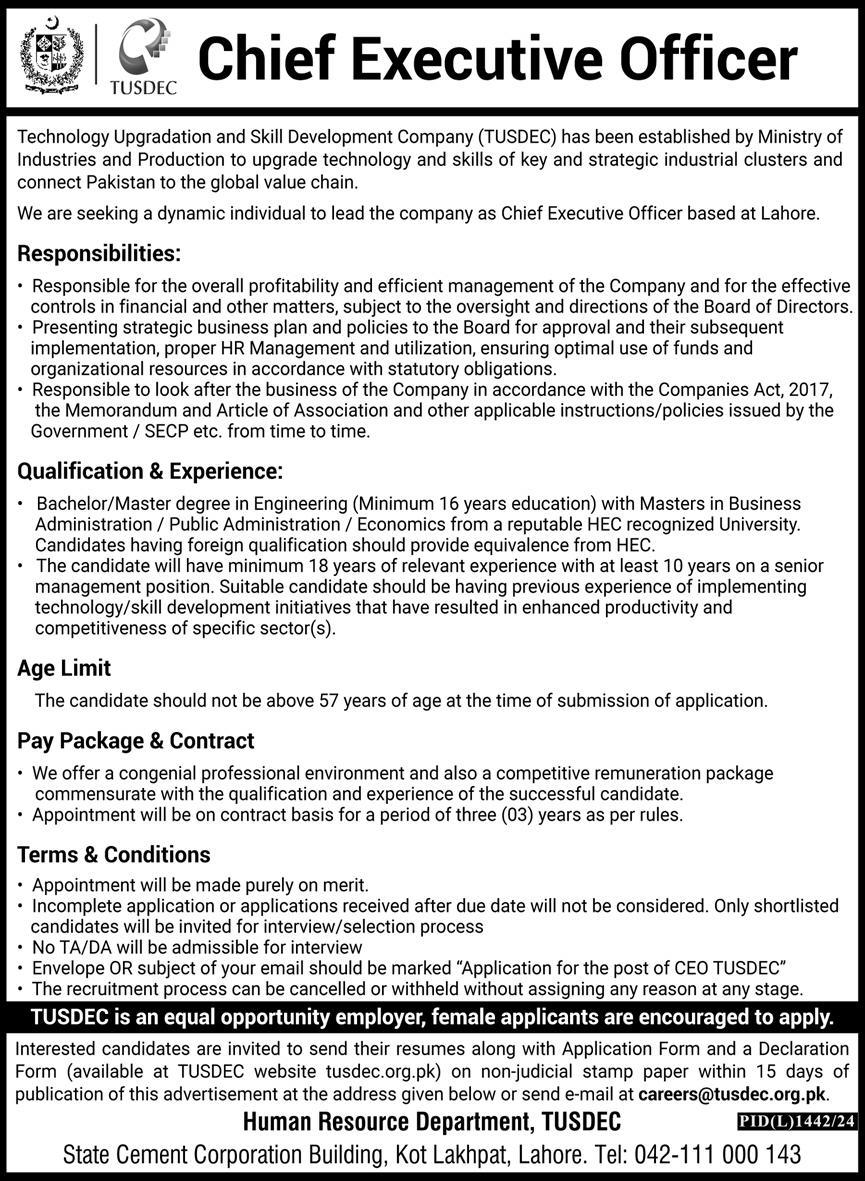 TUSDEC Jobs 2024 Advertisement