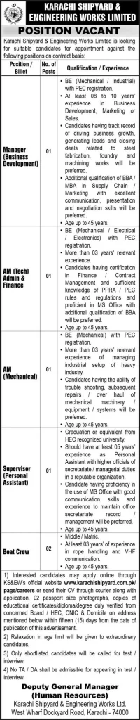 KSEW Jobs 2024 Advertisement: