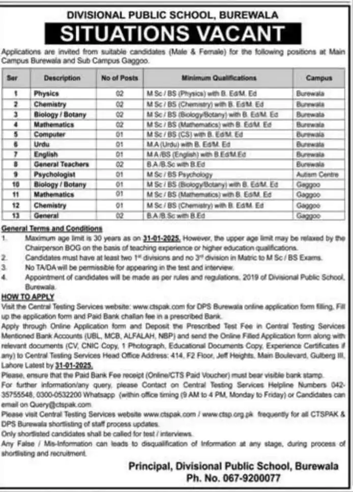 Divisional Public School Jobs 2025 Advertisement