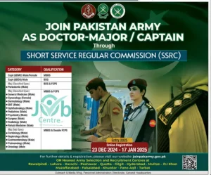 a poster of a group of peopleJoin-Pakistan-Army-as-Doctor-MajorCaptain-Through-SSRC-2025-Today