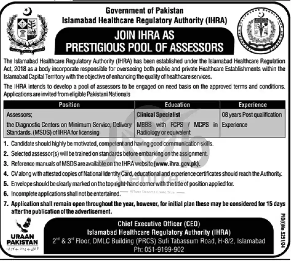 Islamabad Healthcare Regulatory Authority Jobs 2025 Today Advertisement