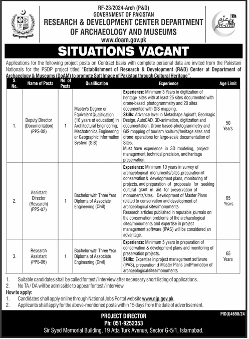 Department of Archaeology and Museums Jobs 2025 Advertisements