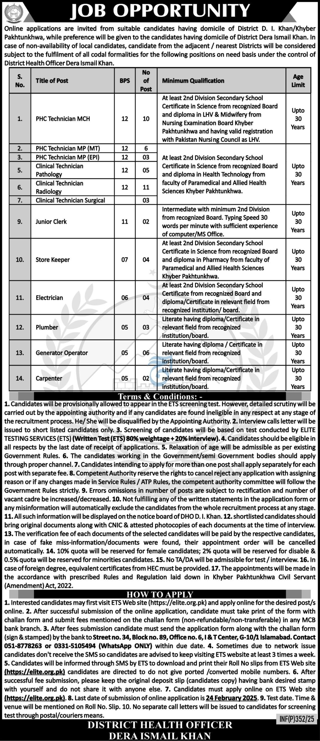 District Health Officer DHO Latest Jobs 2025 Apply Online Advertisements