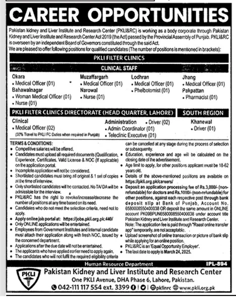 PKLI & RC Jobs 2025 Latest Advertisements