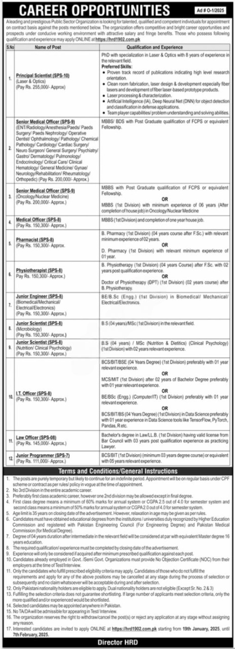 Latest Public Sector Organization Karachi Jobs 2025 Advertisement