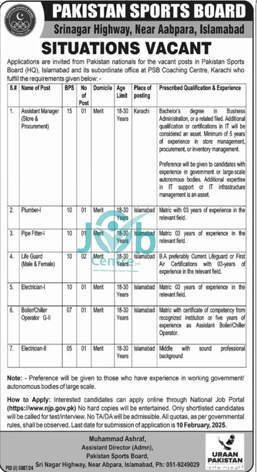 NJP PSB Jobs 2025 Advertisements