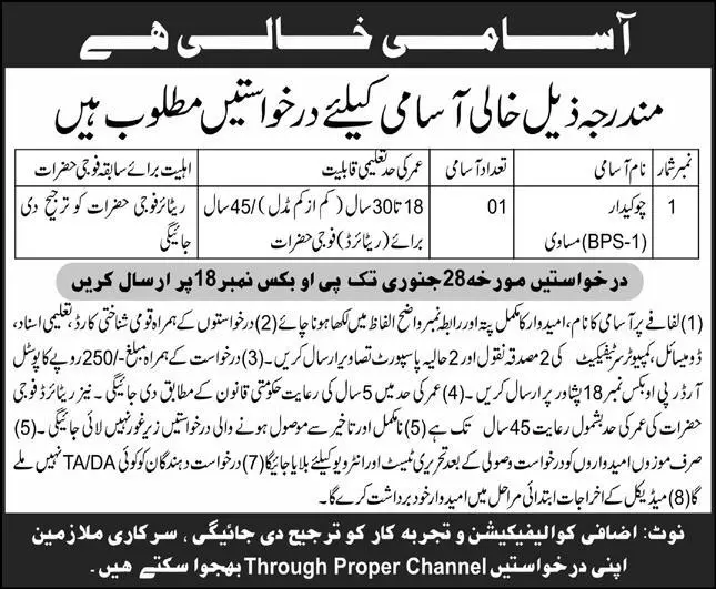 P O Box No 18 Peshawar Jobs 2025 Advertisements