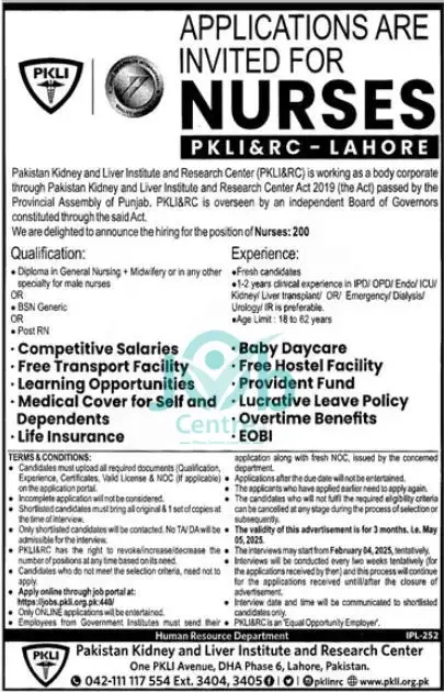 PKLI Nurses Jobs 2025 Advertisements