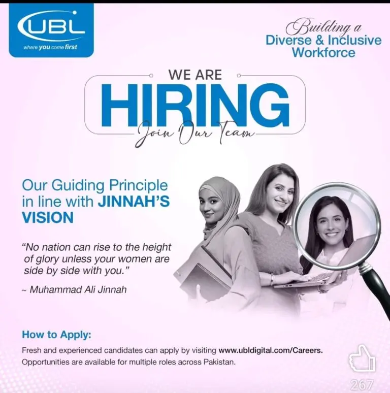 UBL Matric Passed Jobs 2025 Advertisements