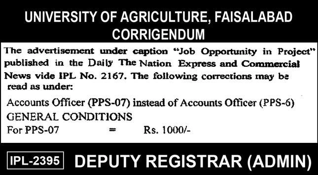 lastest University Of Agriculture UAF Jobs 2025 Advertisements