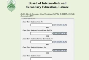 BISE Lahore Roll Number Slip