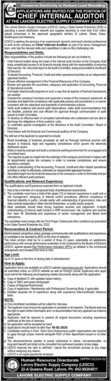 LESCO Latest Jobs 2025 Online Apply