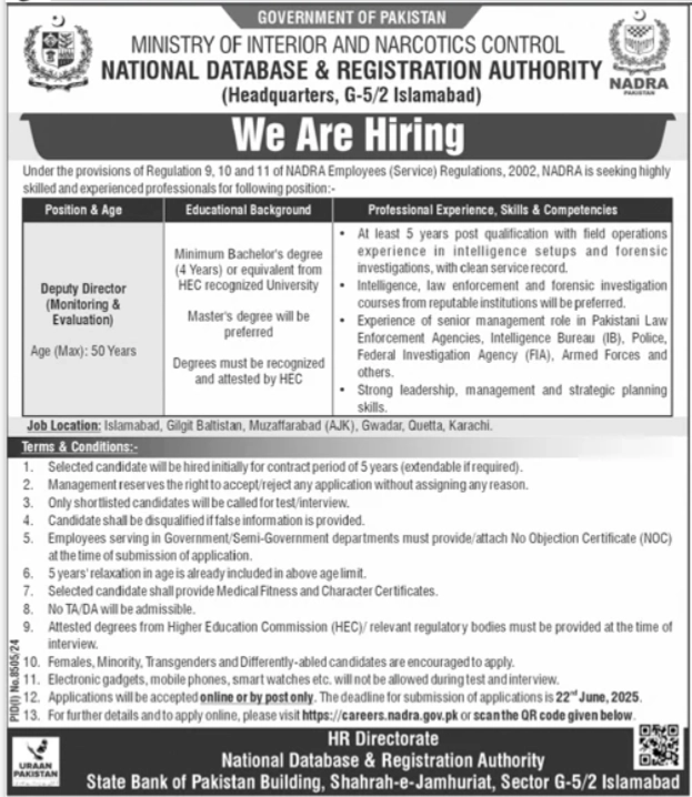 Lastest www.nadra.gov.pk Jobs 2025 Advertisements