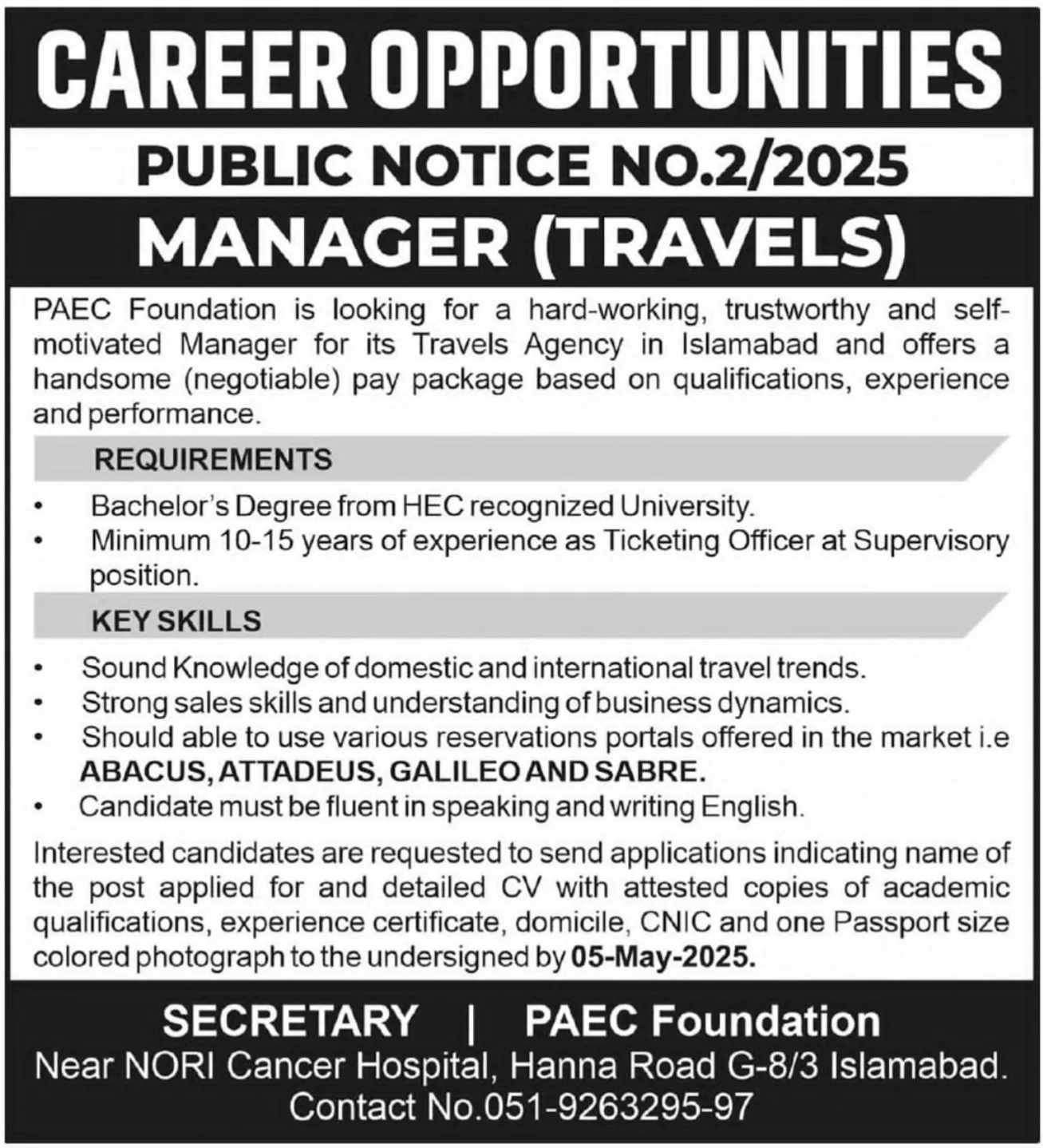 PAEC Jobs 2025 Advertisement