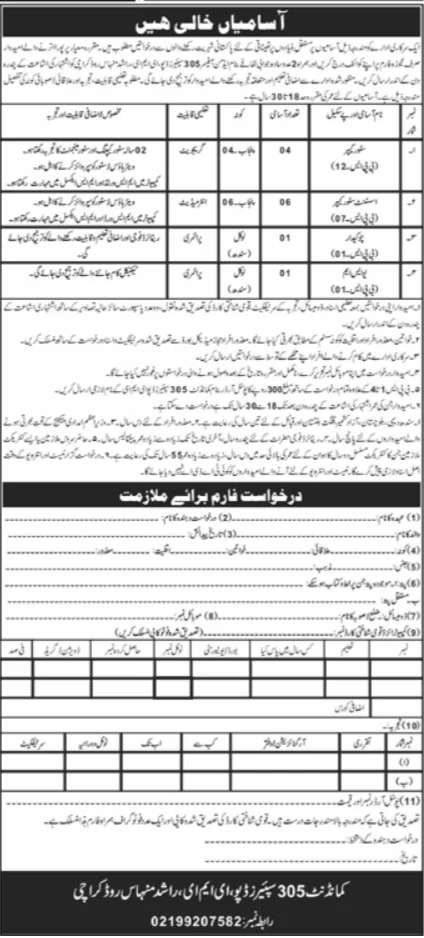 PAK Army 305 EME Jobs 2025