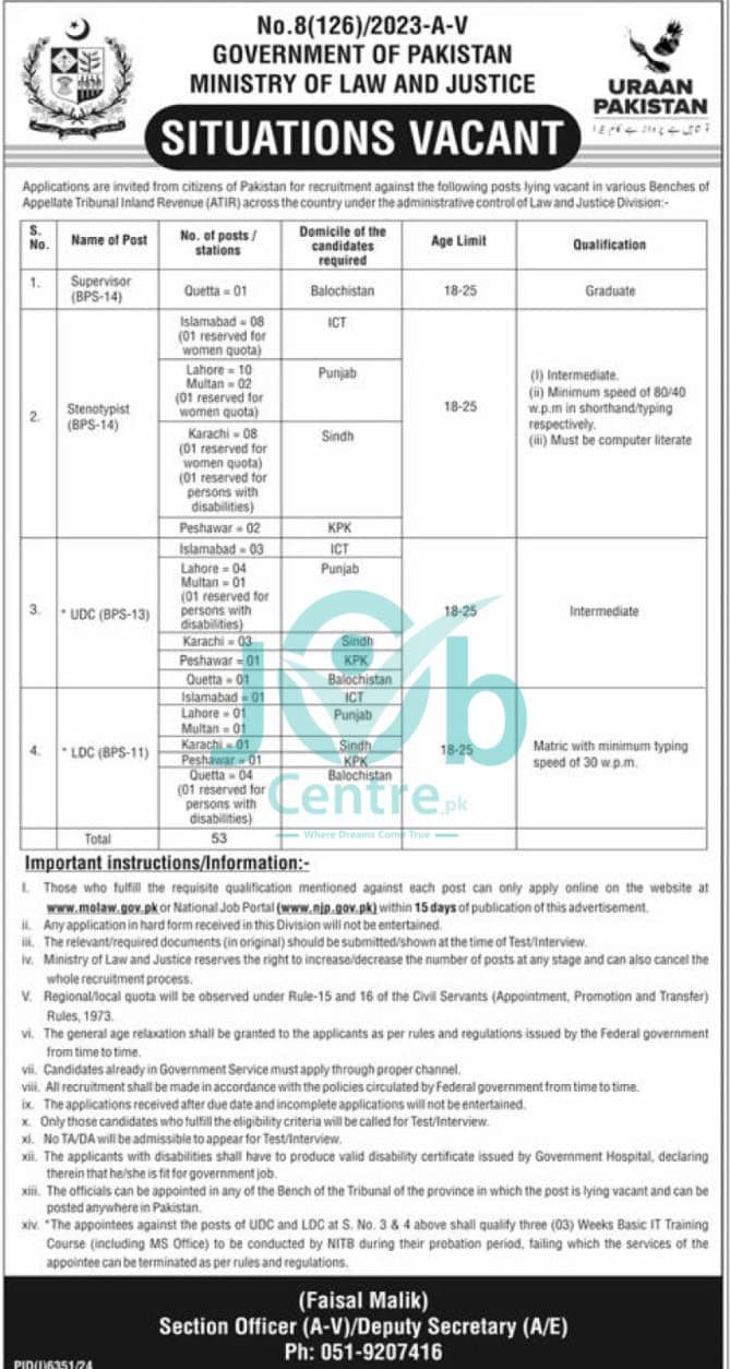 Latest Ministry Of Law and Justice Jobs 2025 Advertisements