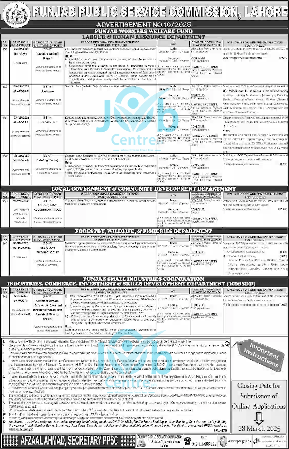 Latest PPSC Advertisement No 10Jobs 2025