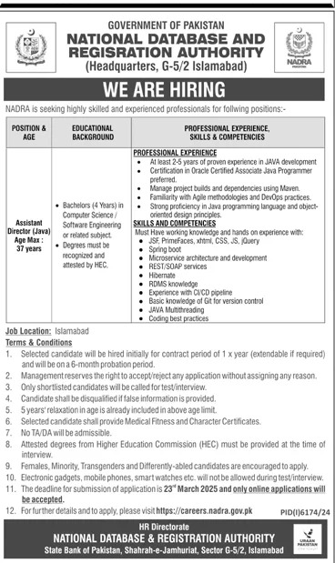 NADRA Karachi Jobs 2025 Advertisement