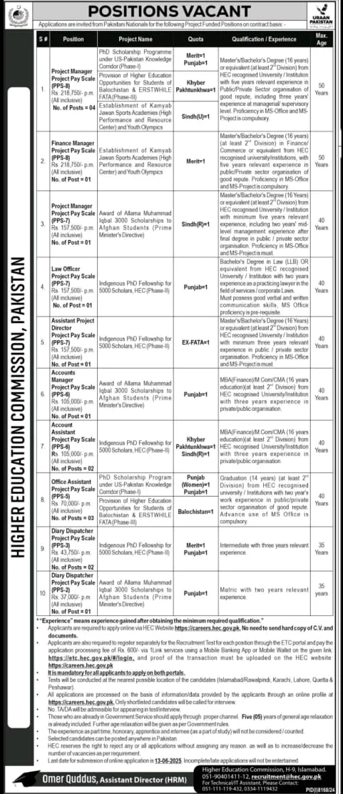 lastest Higher Education Commission HEC Jobs 2025 Latest Advertisement