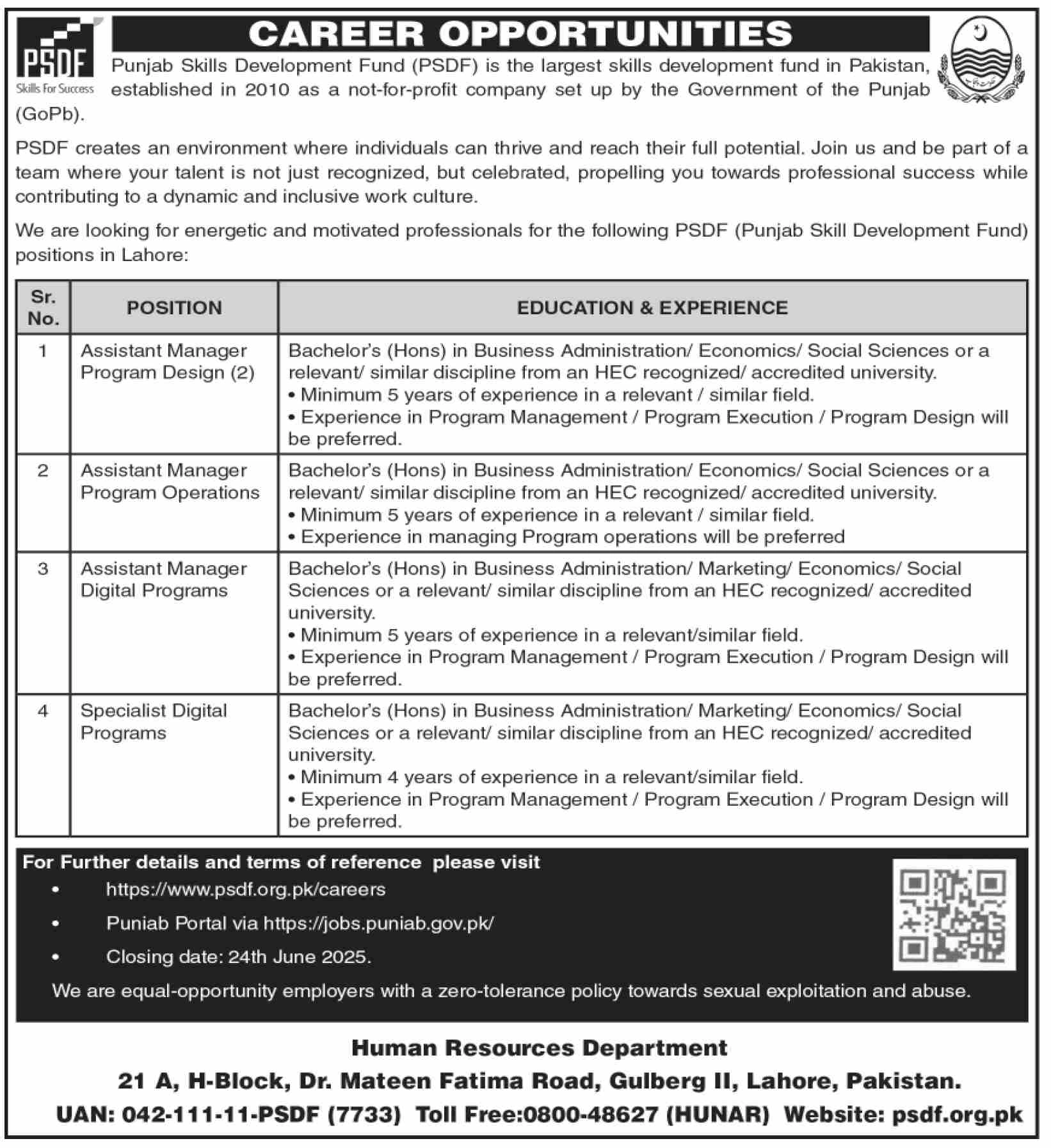lastest Punjab Skills Development Fund Jobs 2025 Advertisement