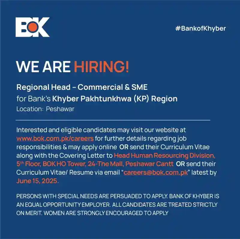 The Bank Of Khyber BOK Jobs 2025 Latest Advertisement