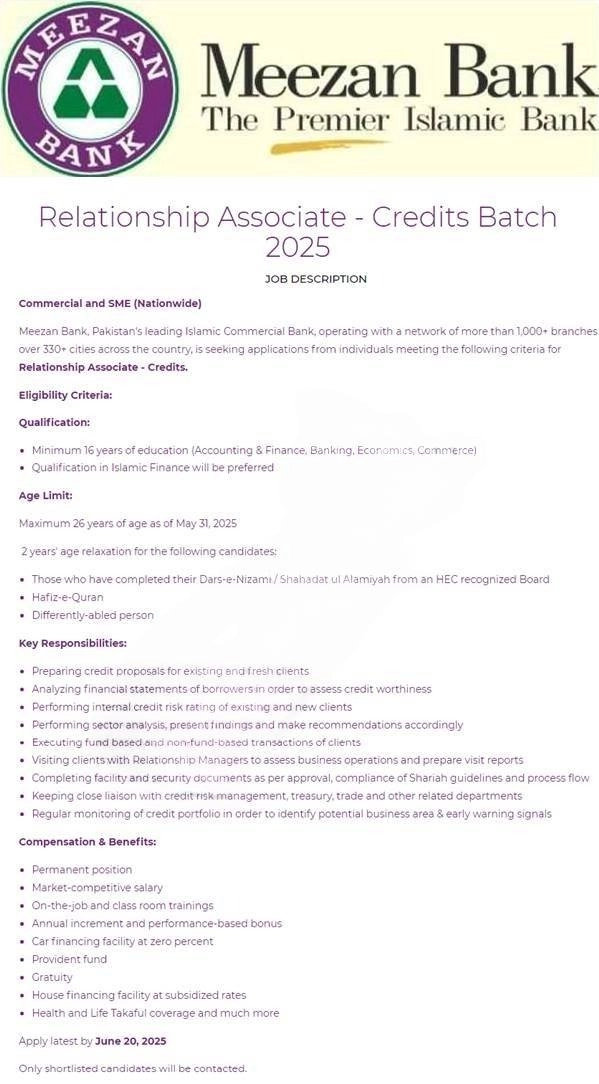 lastest Meezan Bank Jobs 2025 Advertisement