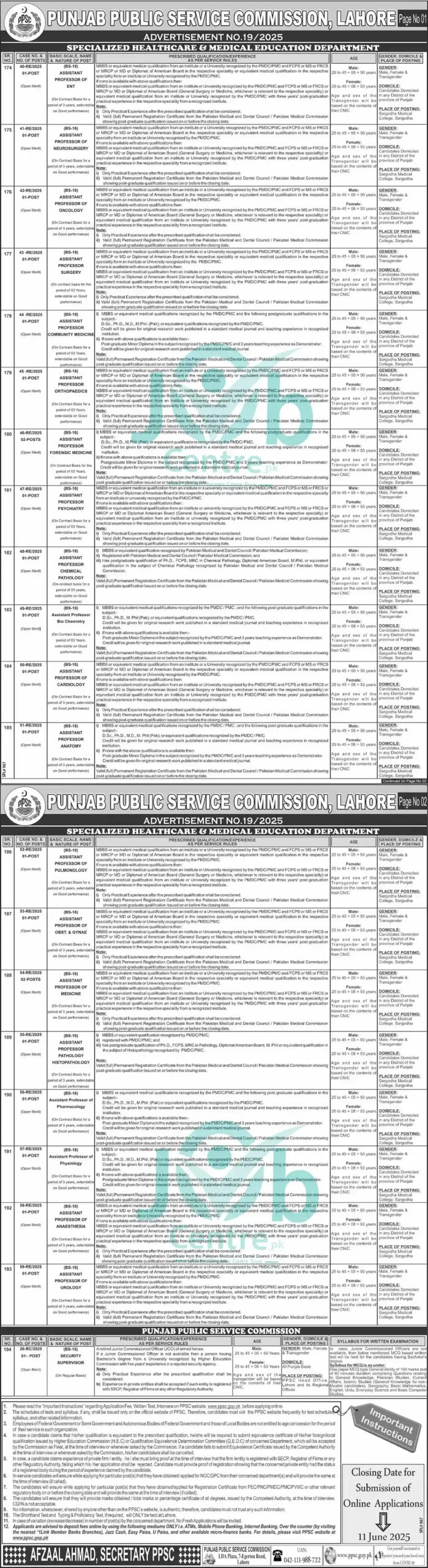 www.ppsc.gov.pk Jobs 2025 Advertisement