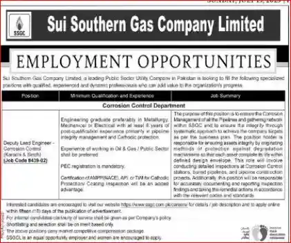 SSGC Latest Jobs 2025 Online Apply Advertisements Latest