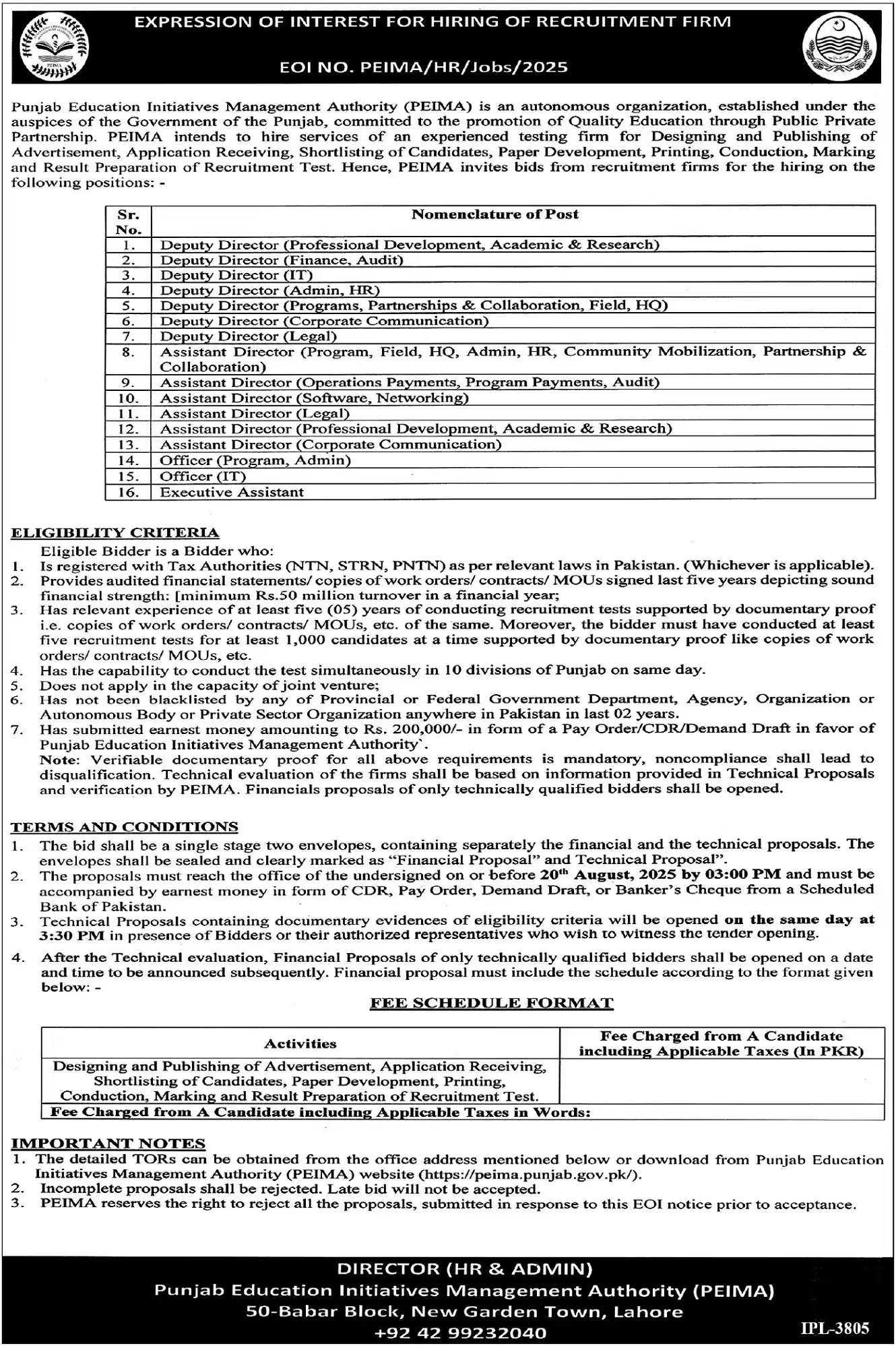 PEIMA Jobs 2025 Today Advertisement