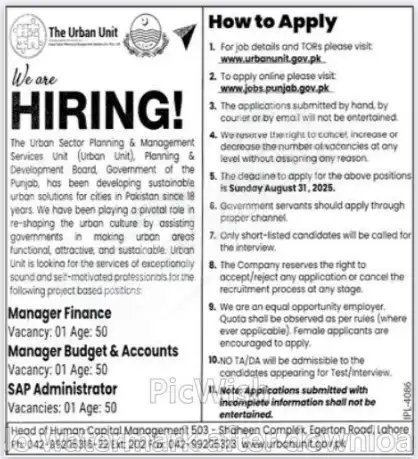 The Urban Unit Lahore Jobs 2025 Today Advertisement