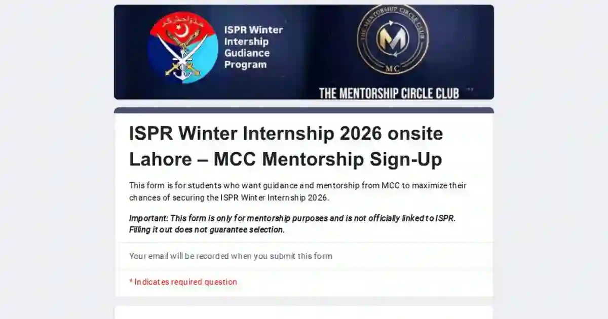 ISPR Announces Winter Internship Program 2026 Advertisement