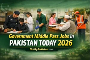 Govenment Middle Pass Jobs in Pakistan Today 2026