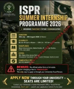 ISPR Summer Internship Programme 2026 Advertisement