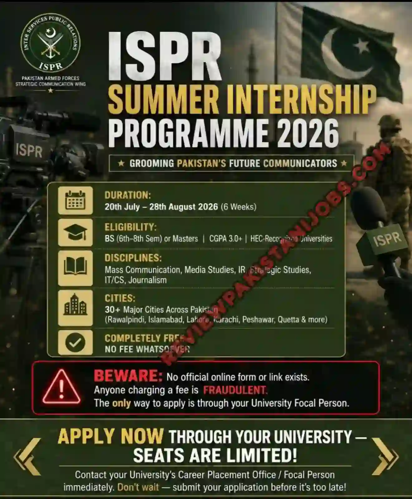 ISPR Summer Internship Programme 2026 Advertisement