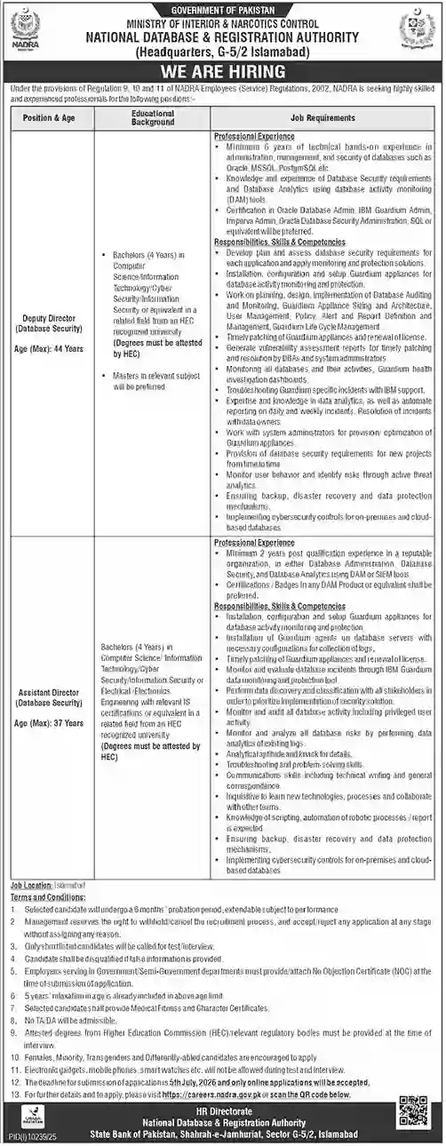 Latest NADRA Jobs in Pakistan 2026 Advertisement