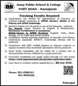 APSAC Rawalpindi Jobs 2026 Advertisement