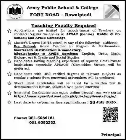 APSAC Rawalpindi Jobs 2026 Advertisement