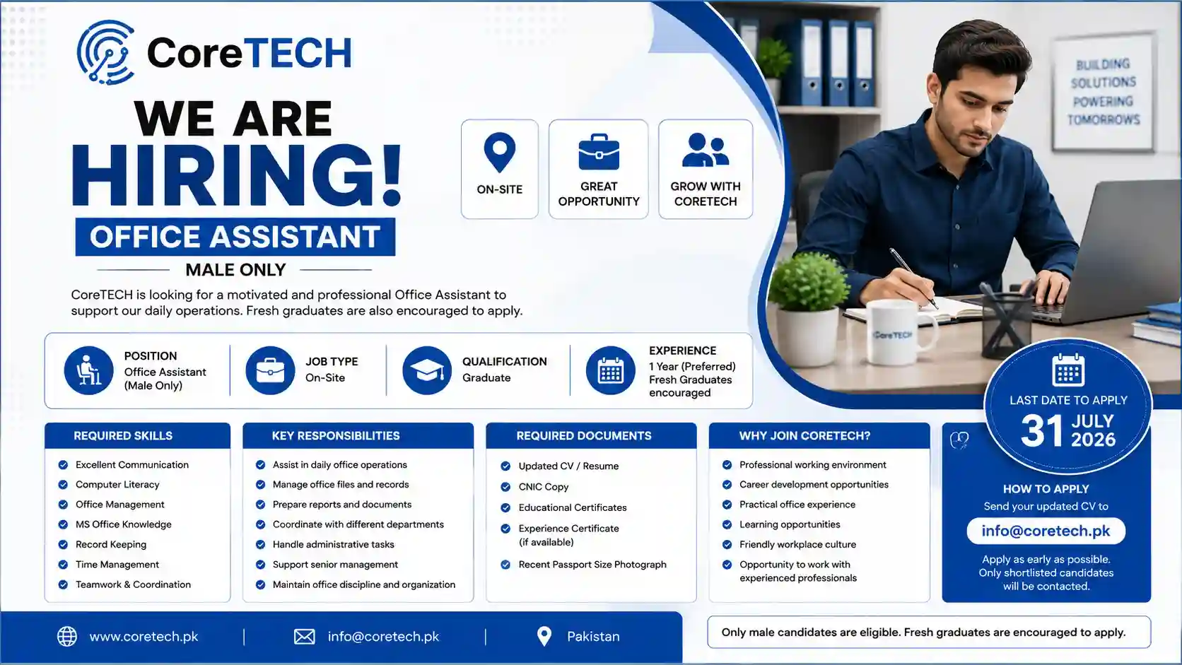 CoreTECH Office Assistant Jobs 2026 | Online Apply, Eligibility, Last Date & Latest Vacancies