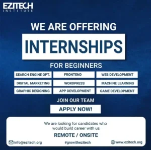 EZITECH Institute Internships 2026 Advertisement