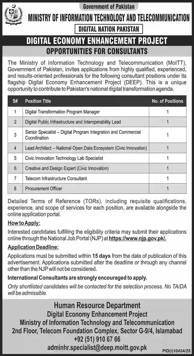 Ministry of Information Technology & Telecommunication Jobs 2026 | MOITT Career Opportunities