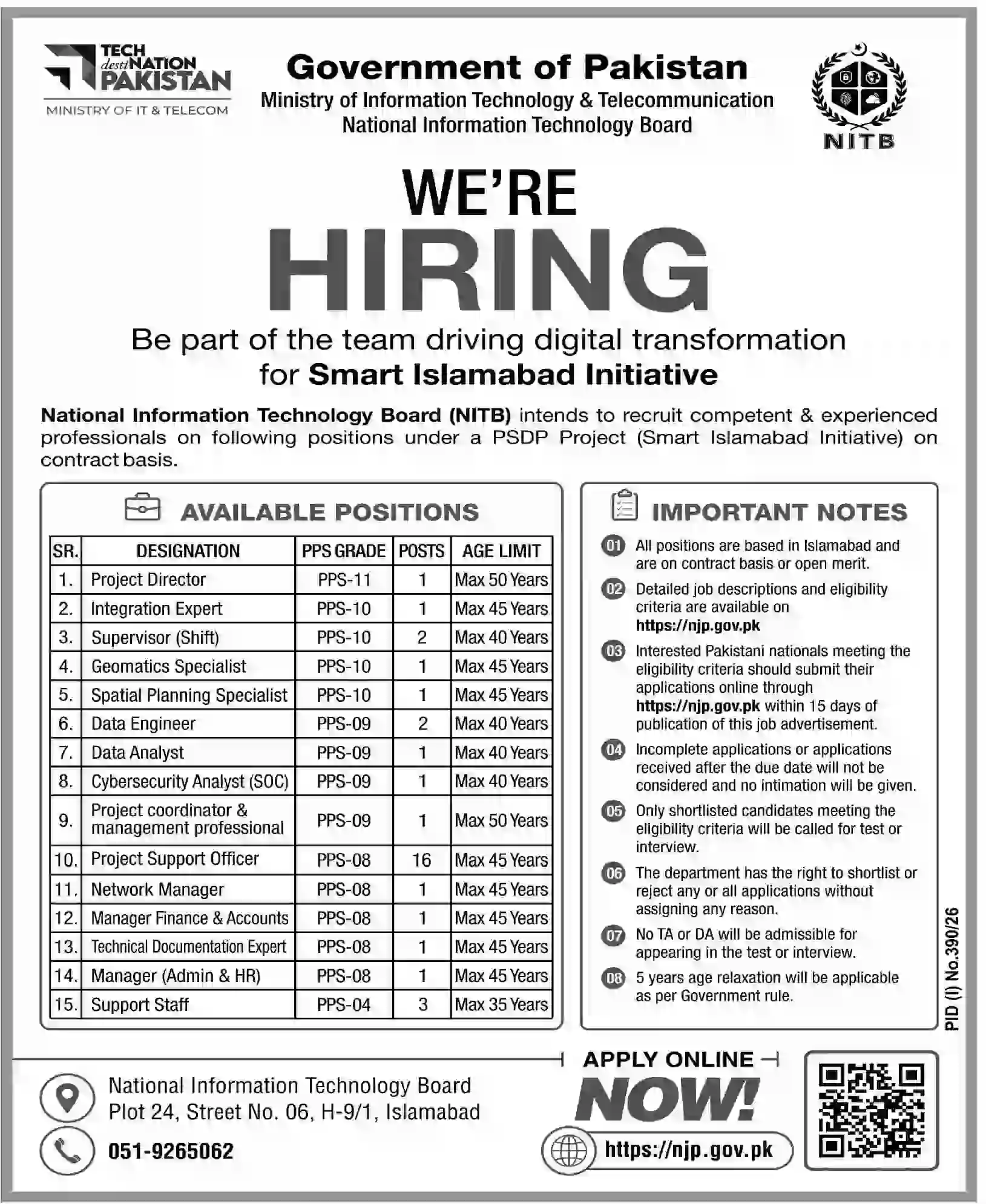 National Information Technology Board NITB Jobs 2026 Advertisement