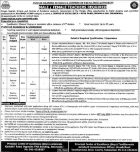 Punjab Danish Schools Jobs 2026 Advertisement