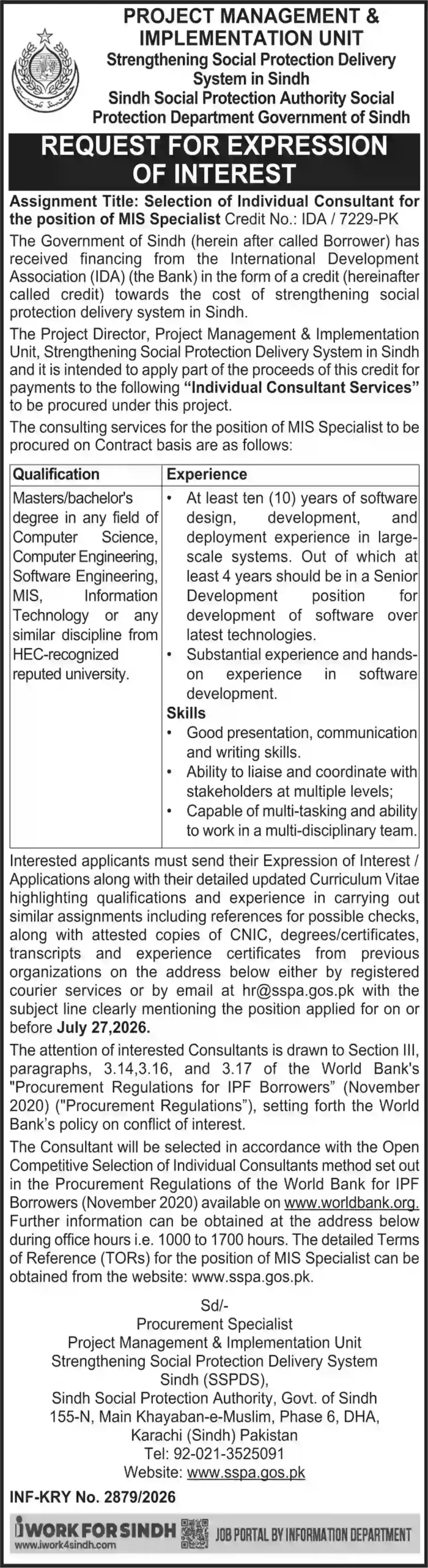 Sindh Social Protection Authority SSPA Jobs 2026 | Apply Online for Latest Govt Vacancies